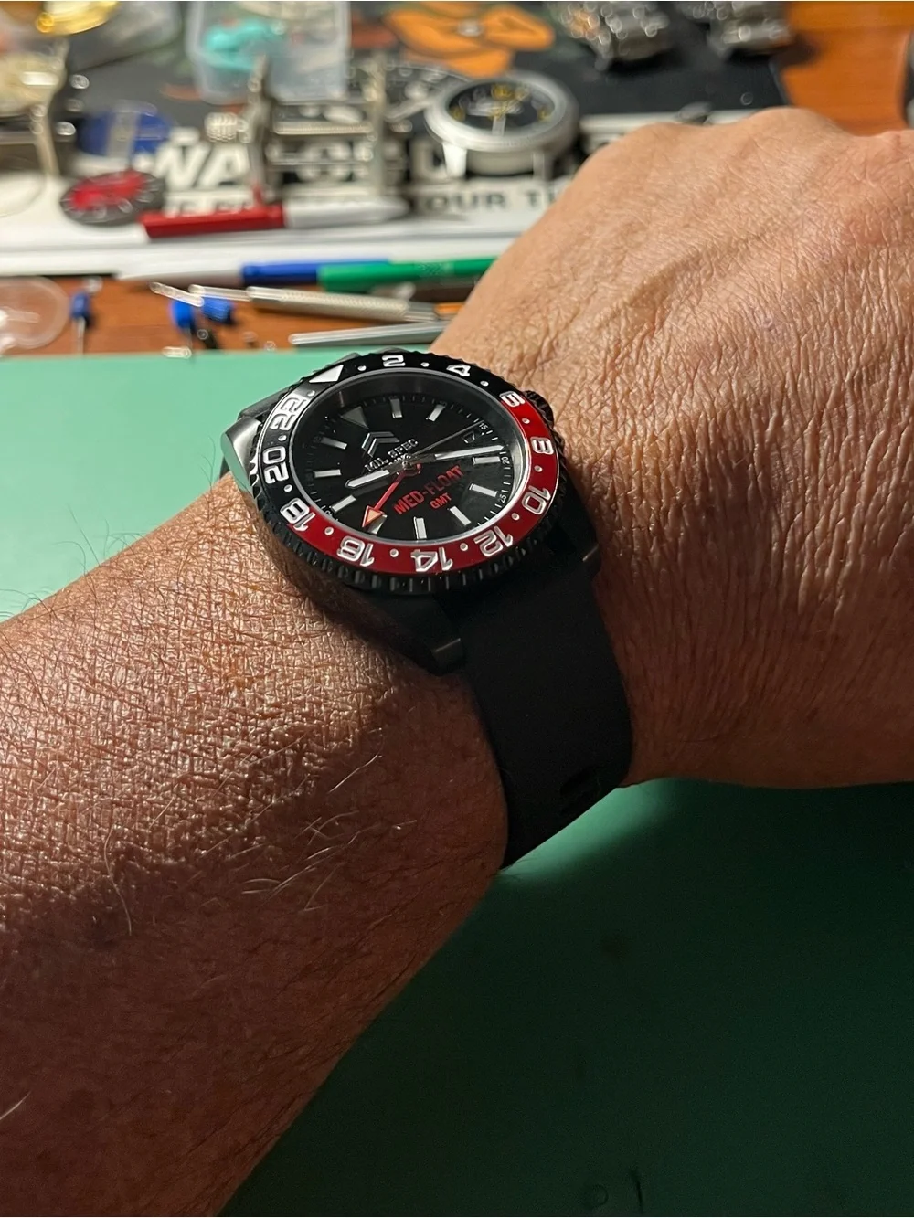 GMT- Watch . Mil-Spec Med-Float black case